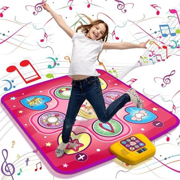 Dance Mat,Girls Toy Gift for Ages 3 4 5 6,LED Dance Pad with 5 Fun Game Mode